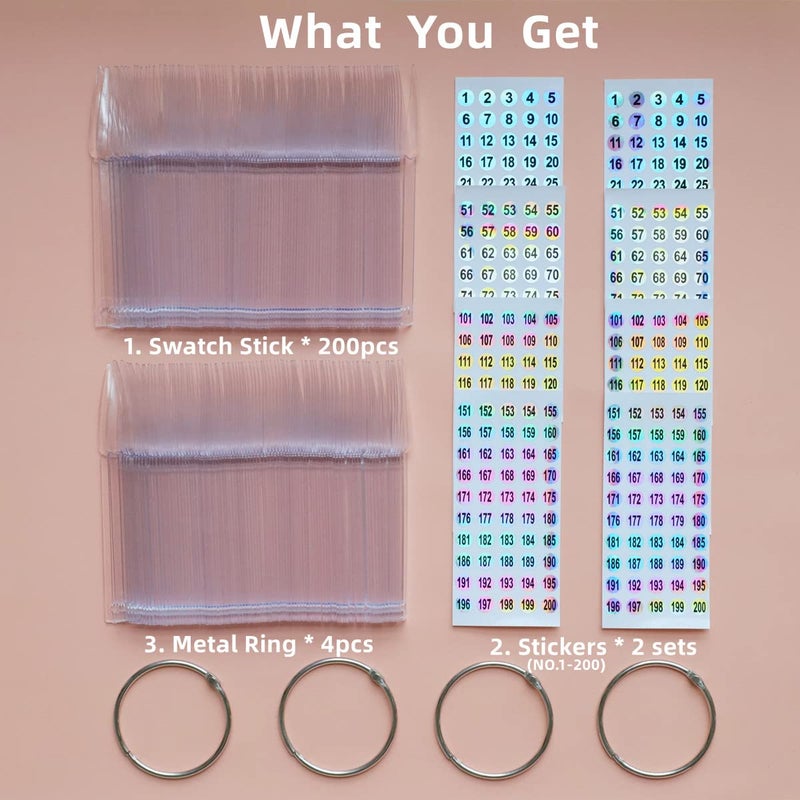 VUOJUR 200pcs Nail Swatch Sticks with Number Stickers Display Stiletto Tips Clear Sample Sticks Practice Tips for Nail Techs Salon - Image 2